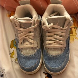 Jordan Kids Denim Blue and White Sneakers